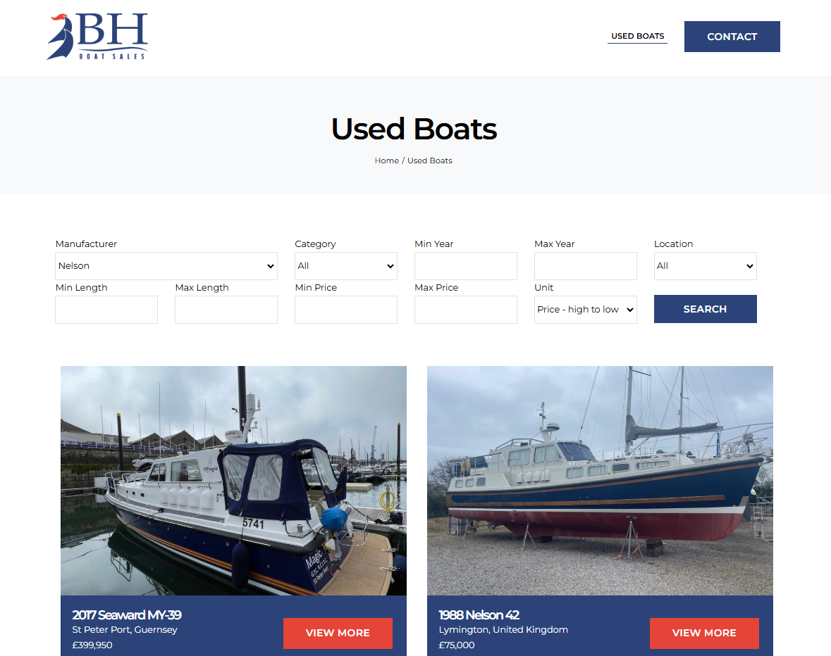 Boats Group Yacht Market World API Website Integration Filters