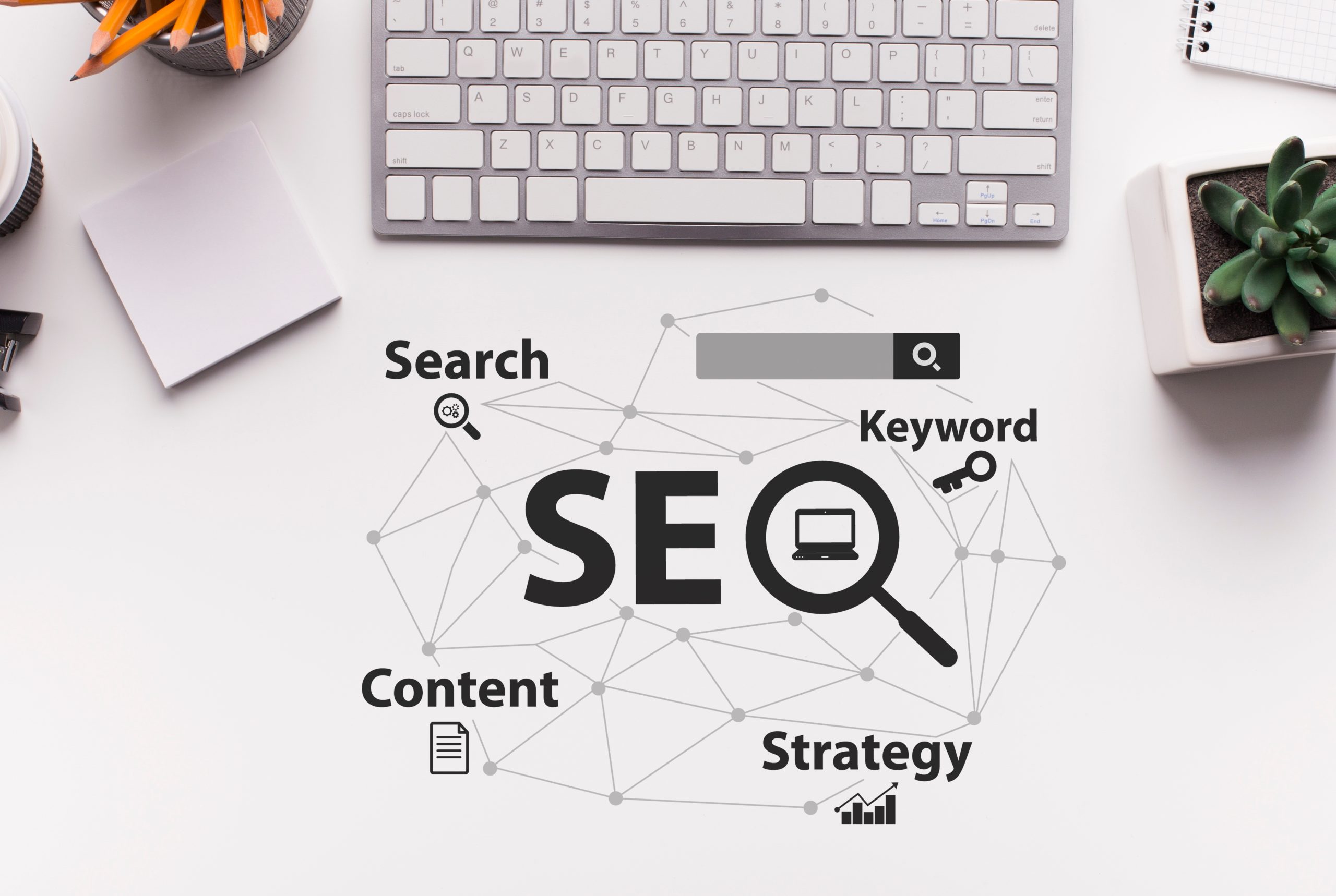 Seo,Strategy.,Seo-optimization,Scheme,With,Words,Over,White,Office,Desk